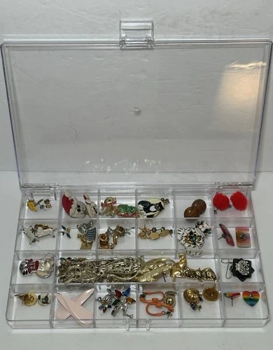 Vintage Lot Of Costume Jewelry Earrings Necklace Bracelet Pins Cat Themed & Misc