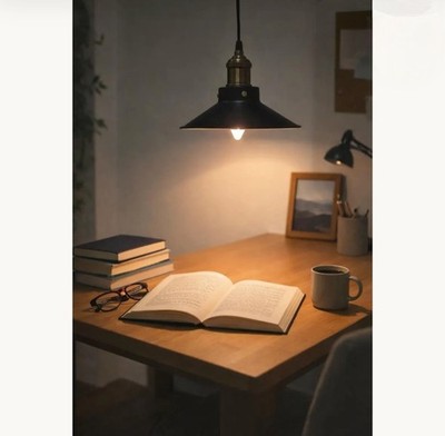 Luxury Hanging Industrial Black Pendant Lamp for Desk Study Table Cafe Ceiling