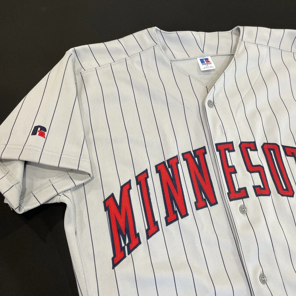 Minnesota Twins Russell Diamond Collection Pinstripe Jersey Mens 44 L Gray MLB  - Image 3 of 4