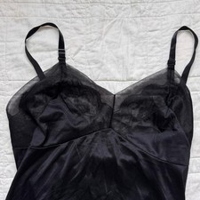 Vintage movie star womens dainty slip dress sheer sz M gothic victorian black