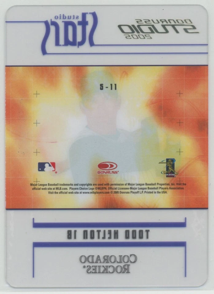 Todd Helton 2005 Donruss Studio Stars Gold /500 #S-11 Colorado Rockies - Image 2 of 2