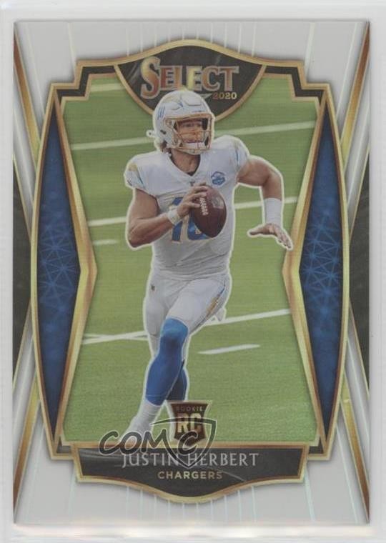 2020 Panini Select Premier Level White Prizm 26/35 Justin Herbert Rookie RC w5p