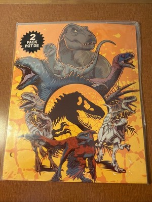 Jurassic World Folders Bundle - 2 Pack 3-Hole 2-Pocket Portfolio Folders New