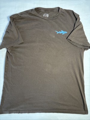 Maui And Sons T Shirt Mens Large Brown Surfer Cool Shark Graphic