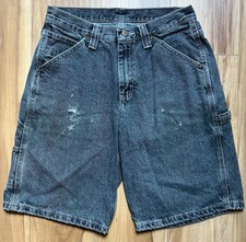 VTG 2000s LEE BAGGY CARPENTER DENIM SKATER BLUE JORTS W30