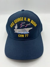 The Corps USS George H.W. Bush CVN 77 Logo Blue Baseball Cap Hat One Size