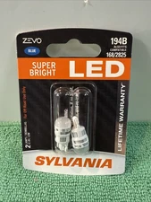 NEW  Sylvania ZEVO LED Light 194B Blue - Also Fits 168/2825.  Free ShipN!