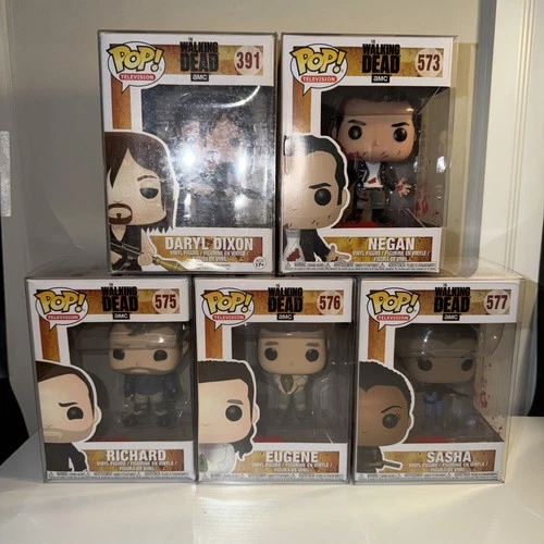 Funko Pop! Vinyl The Walking Dead Lot 5 Pops & protectors Daryl, Negan, Richard