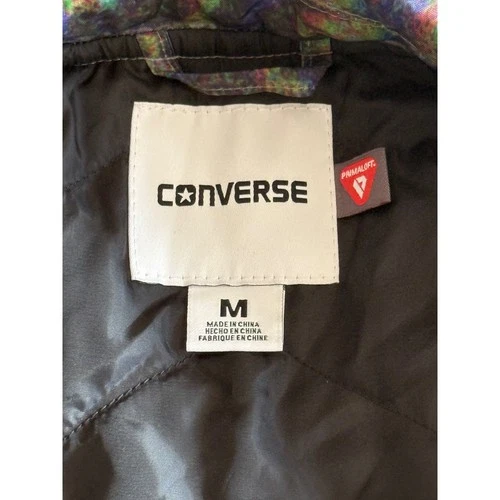 NWOT Converse Primaloft 3D Cheetah Pattern Coach Jacket Mens M Iridescent Snap image 2
