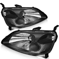 Headlight Assembly Honda Civic 2001-2003 Black Housing Clear Reflector Lens Pair
