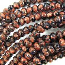 Snowflake Blue Goldstone Rondelle Button Beads 15" Strand Sandstone 6mm 10mm
