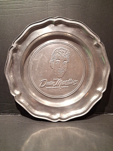 DEAN MARTIN 1960'S PEWTER PLATE BY RWP FROM MIAMI BEACH FLORIDA RESTAURANT RARE!