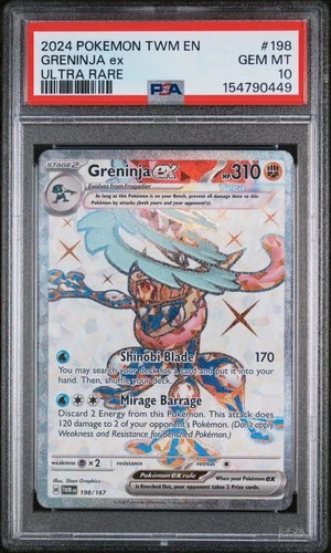 2024 POKEMON TWM EN-TWILIGHT MASQUERADE ULTRA RARE #198 GRENINJA EX PSA 10
