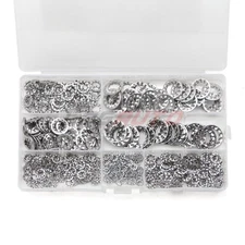 390 Pcs Serrated Lock Washer W/ Internal Tooth Stainless Steel Gasket Assortment