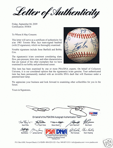 1983 TORONTO BLUE JAYS - Team signed ball 25 signatures - Picture 2 of 2