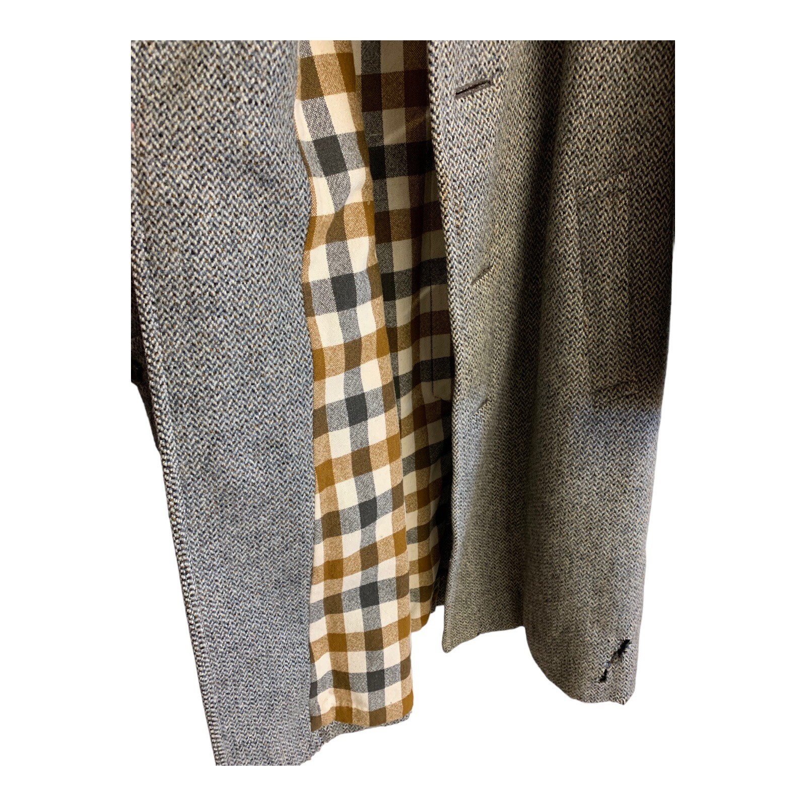 Vintage DUNN & CO Crombie Tartan Grey Wool Overcoat UK 44” eBay