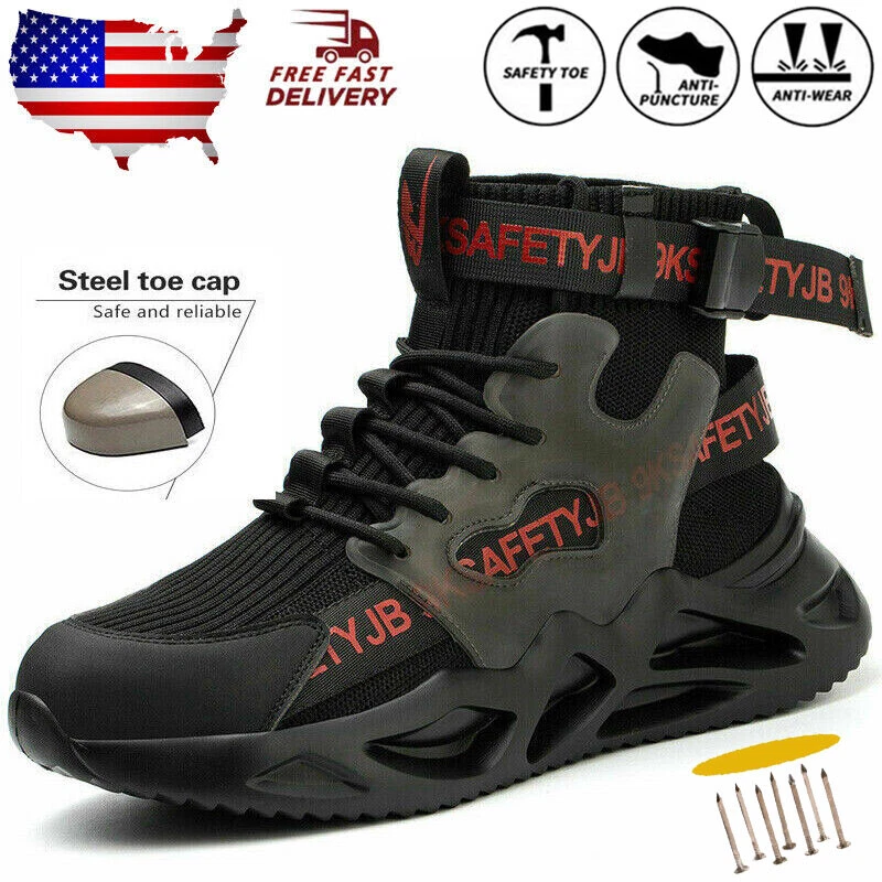 Men Work Safety Steel Toe Shoes Tennis Lightweight Sneaker Running Shoes Outdoor