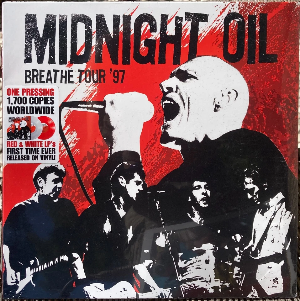 33t Midnight Oil - Breathe Tour '97 - LIMITED EDITION RED & White VINYL - 2 LP - Photo 1/1