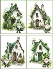 St. Patrick's Day Vintage Homes Gnomes 8 Blank cards Glossy includes envelopes