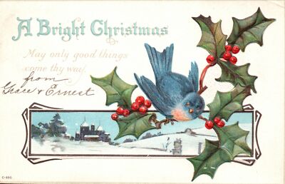 Bright Christmas May Only Good Things Come Thy Way Greet Vintage Postcard 1920