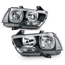 Pair Halogen Headlights For 2011-2014 Dodge Charger Headlamp Replacement LH & RH