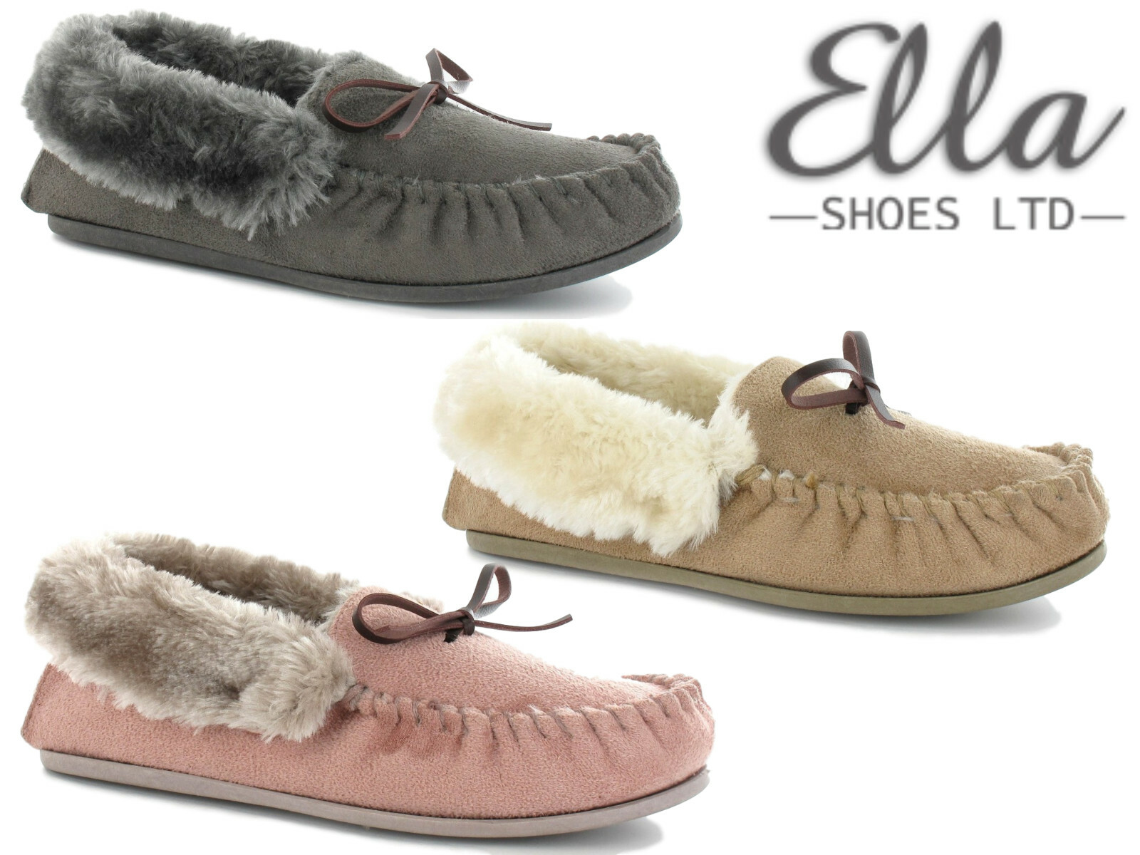 SAOLA Pantofole mocassino donna Ella memory foam pelliccia sintetica comode suola esterna slip on