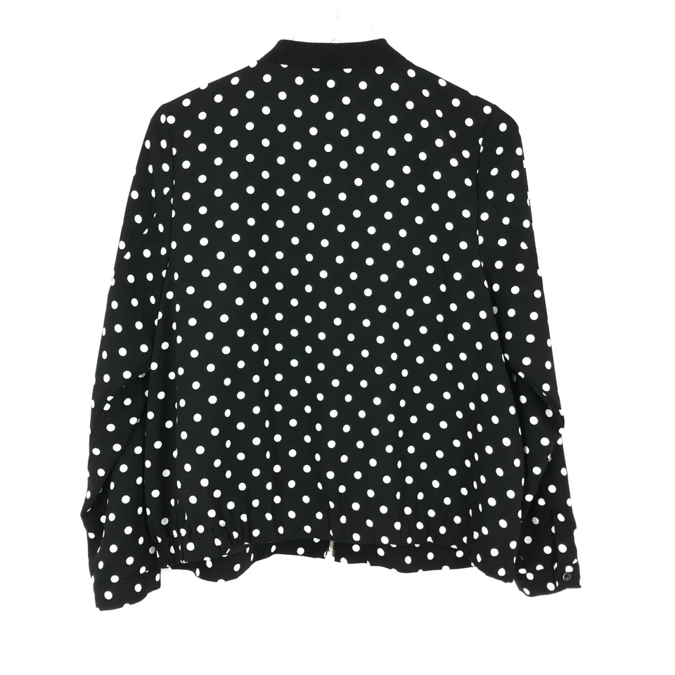 ELLE женщин Bomber куртка средний черный полный молнии карманы с подкладкой белый горошек - Изображение 3 из 4