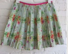 Ted Baker Accordion Pleated Skirt Pull On Floral Green Pink 14 Girls H