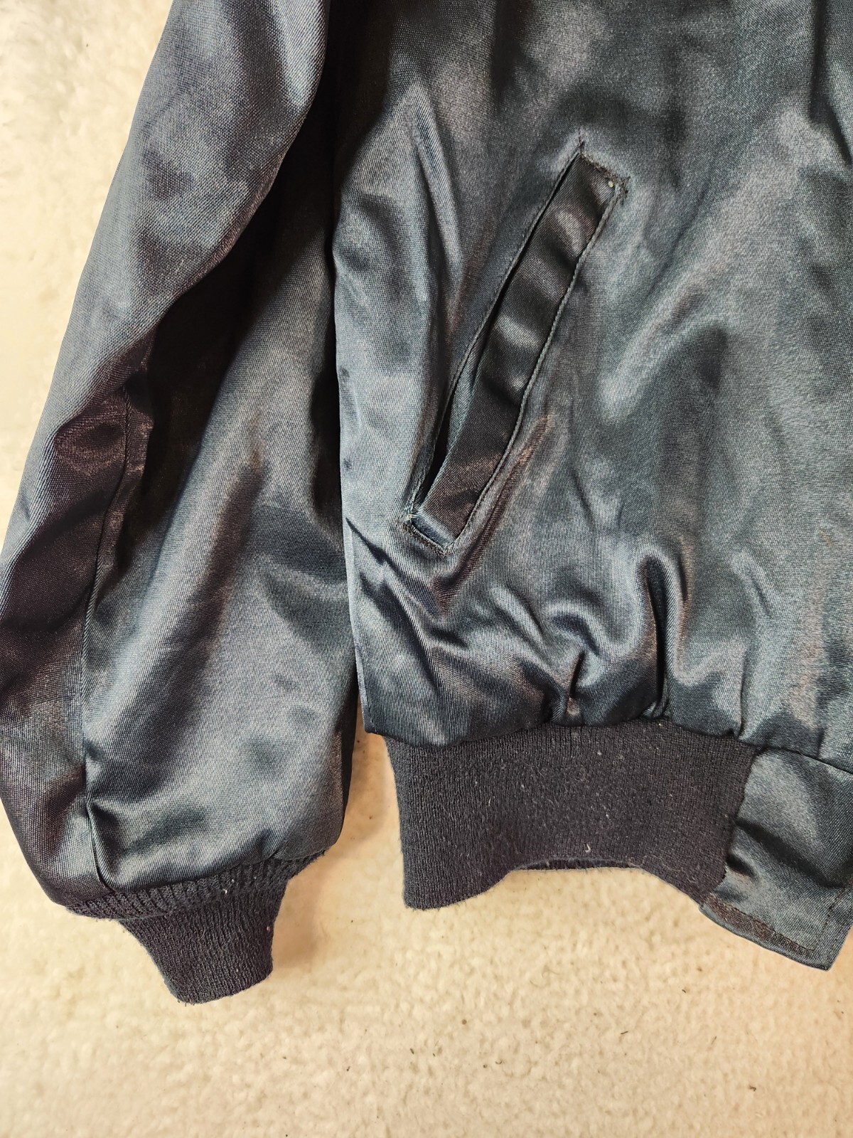 Vtg Flight Jacket Outer Shell Full Zip Quilted Li… - image 7