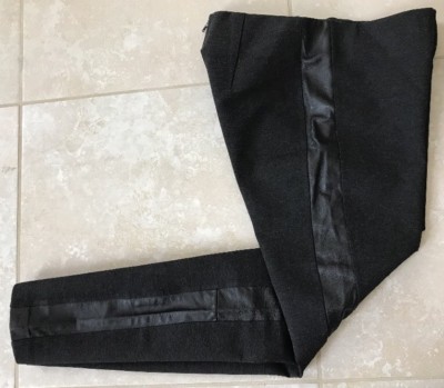 J. Crew Pixie Dark Gray Skinny Slack Pant Size 4R Leather Trim