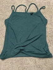 Shein Womens Shirt Size Large Green Strappy Sleeveless Knotted Front Top