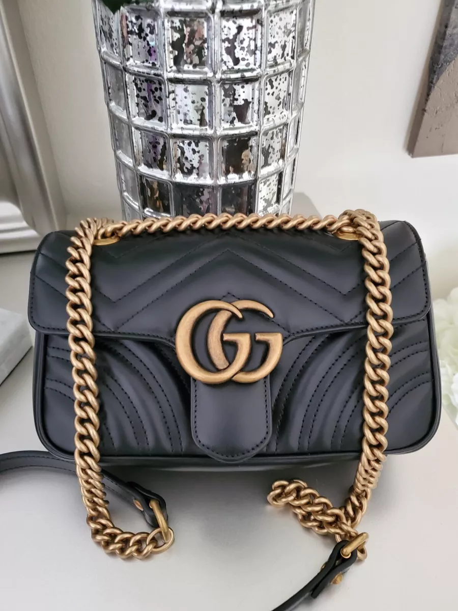 Gucci GG Marmont Leather Shoulder Bag Black