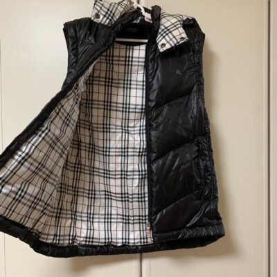 Burberry Black Label Down Vest hooded zipper nova check size L