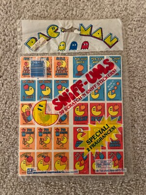Vintage 1975 Pac Man Sniff-Ums 30 Scratch & Sniff Sheet Stickers