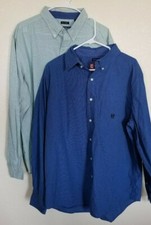 two shirts XL easy care mens Chaps button blue checked dress shirts