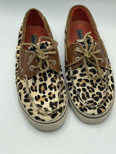 leopard sperry slip ons