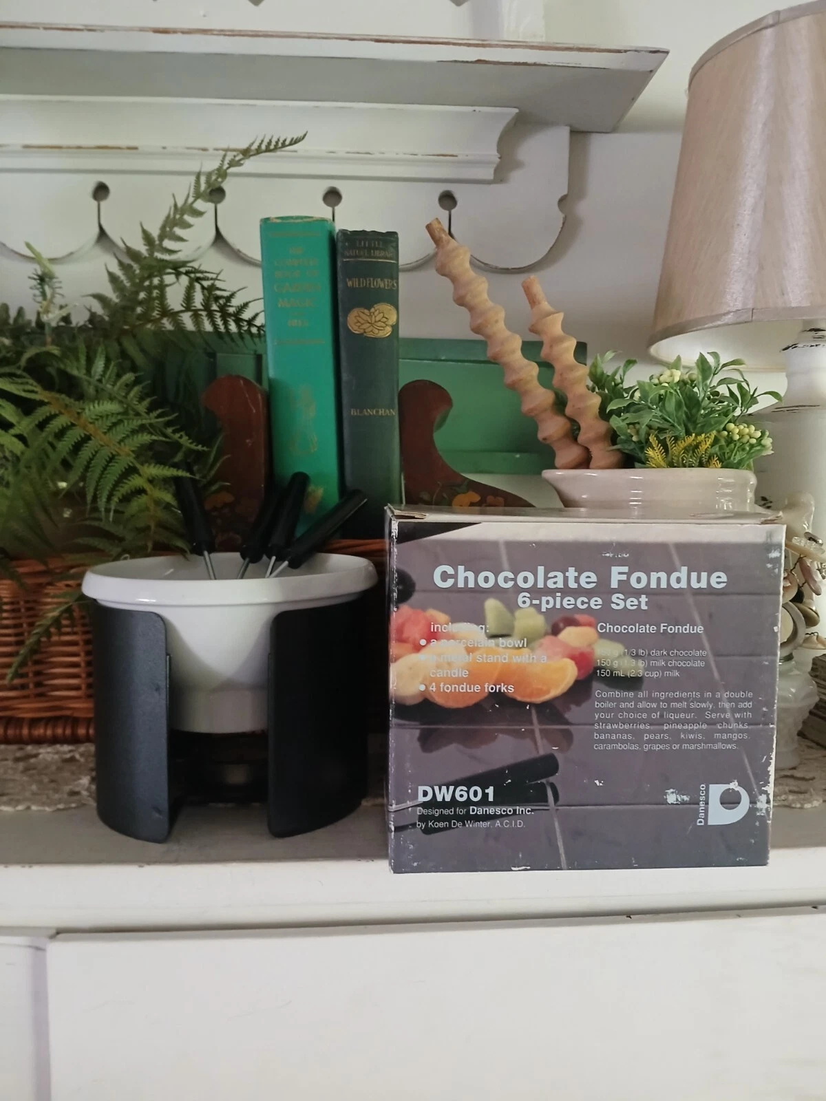 Vintage Danesco Chocolate Fondue Candle Light Pot Model DW601