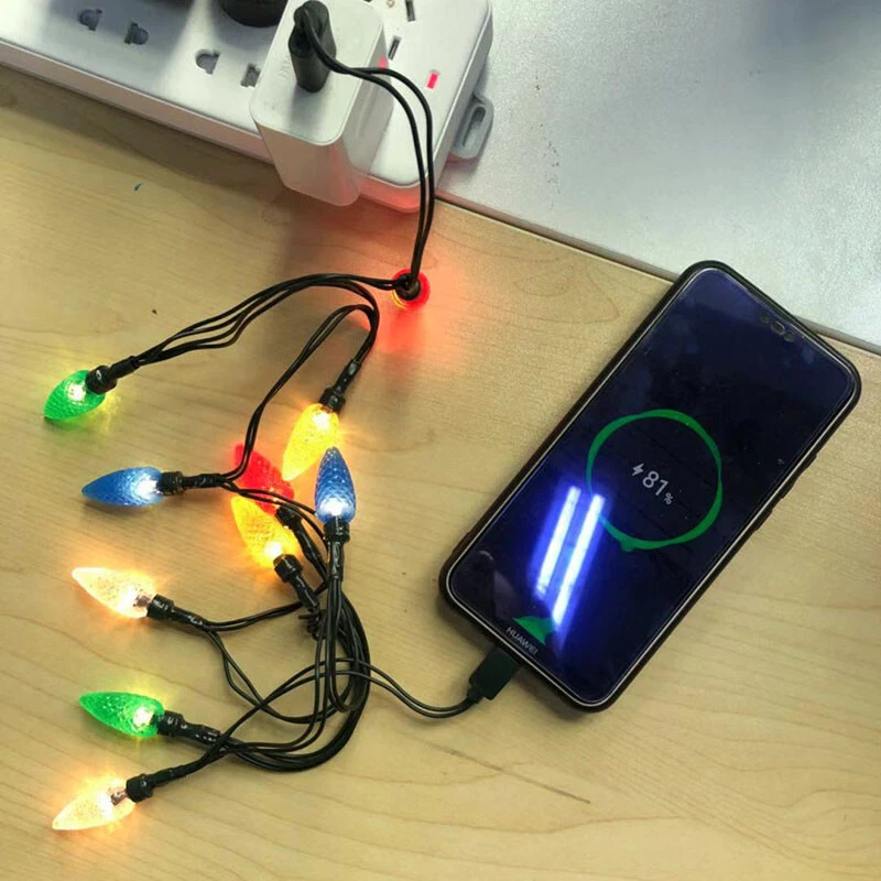 Christmas LED Fairy String Lights Xmas USB Charger Cable Cord For Samsung iPhone - Image 3 of 4