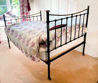 Buy Antique Edwardian Brass & Iron Double Bed