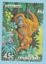 ORANGUTAN 1994 ZOOS STAMP ENDANGERED SPECIES WILDLIFE NATURE PLANTS ANIMALS MNH