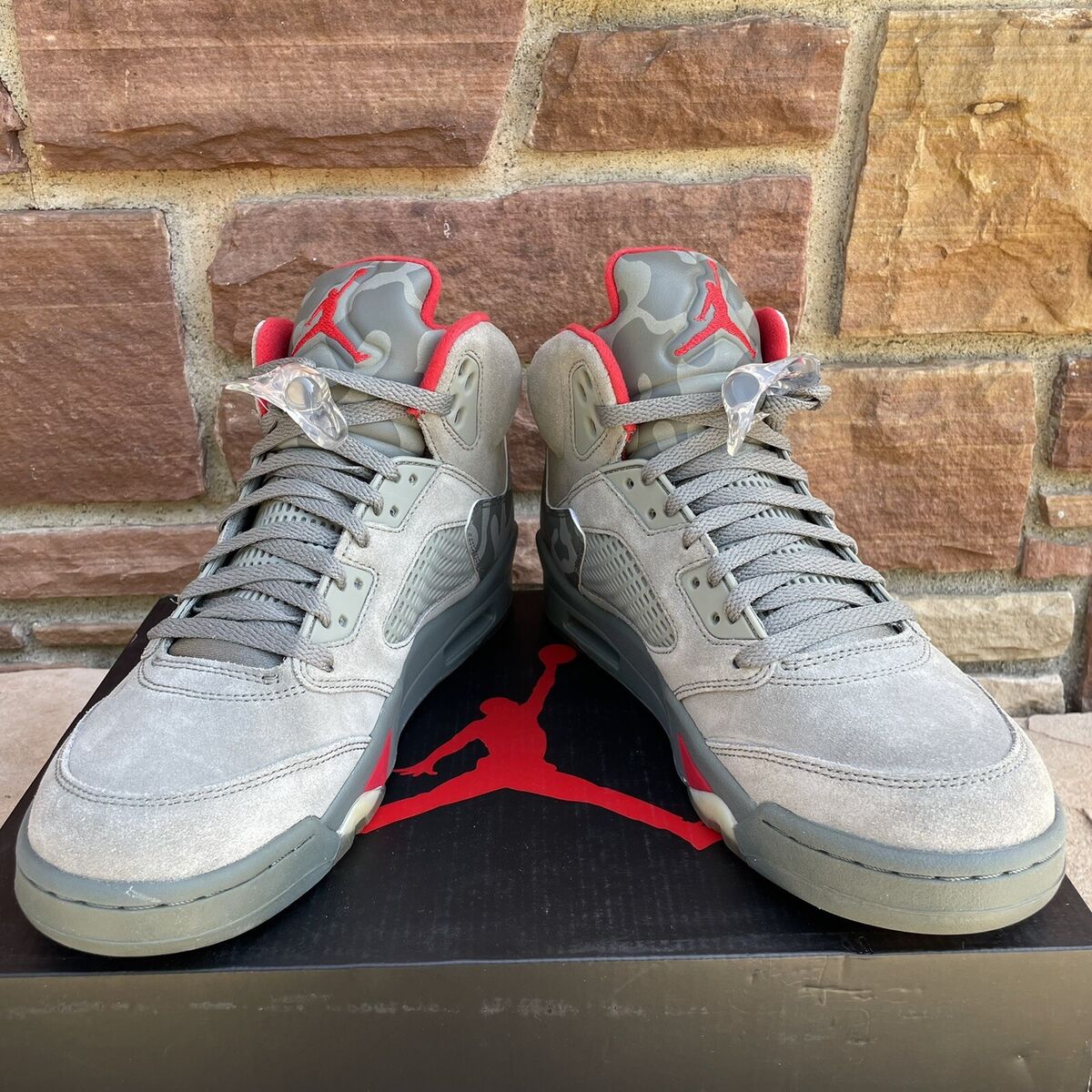 Nike Air Jordan 5 P51 Camo Dark Stucco/University Red 136027 Nike Air Jordan 5 P51 Camo Dark Stucco/University Red 136027