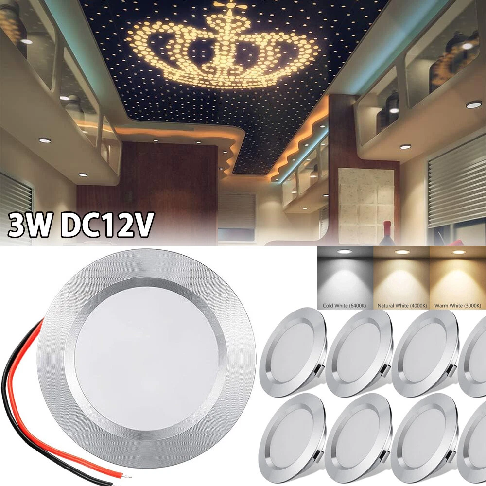 1 12X LED RV Interior Ceiling Lights Recessed Downlights Camper Boat Car Panels