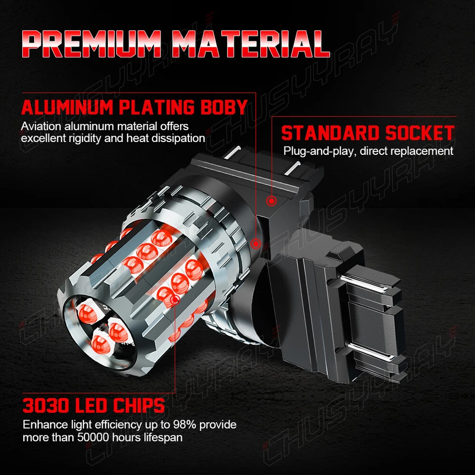 2x3157 3156 Red LED Brake Stop Signal Tail Light Bulbs For Ford Taurus 1990-2018 - Imagem 4 de 4