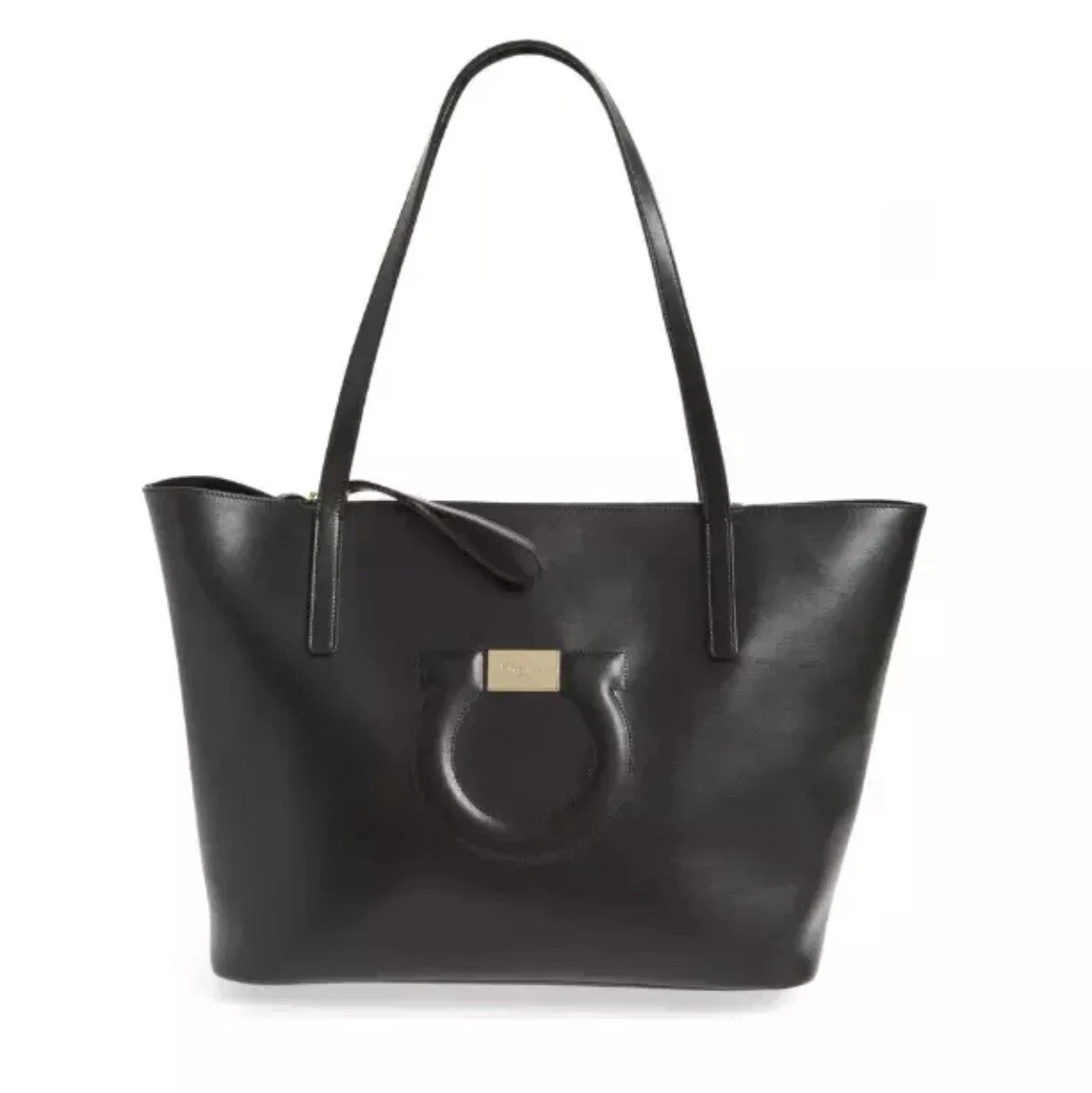Salvatore Ferragamo Gancio City Leather Black Tote Pouch Store