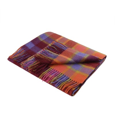 Myriad Karo Gewürz/Magenta Edinburgh 100 % Lammwolle schottische Tartan Stola Neu