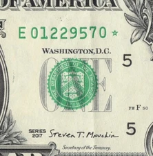 Series 2017 Star Note E Richmond 3.2M Pack Run $1 Dollar Bill FW E01229570*