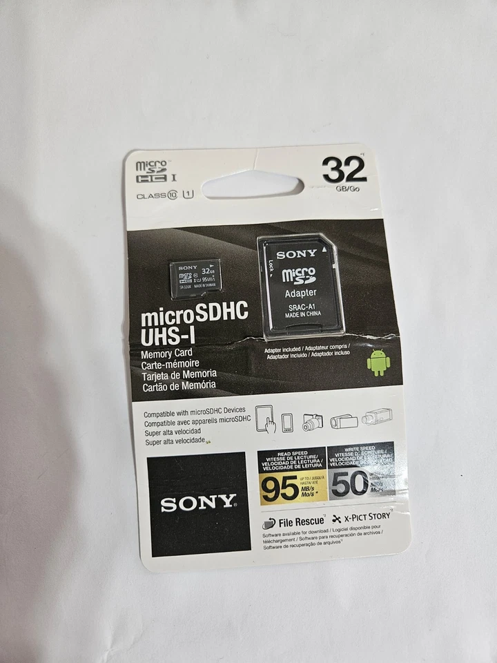 NEW Sony 32GB MicroSDHC UHS-I Card SR32UYA/TQMN - SEALED, NIB - Image 2 of 3
