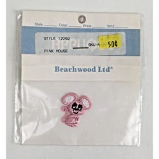 Vintage applique Patch mouse pink Beachwood LTD Pink Mouse new sewing patch