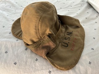 Original WW2 US Navy WW2 Lined Deck Hat Size 7 1/4 IDENTIFIED
