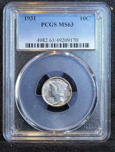 1931 Mercury Dime PCGS MS 63 Rare Find